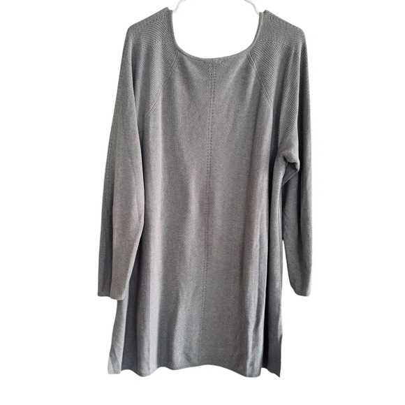 J Jill Gray Knit Long Sweater Pullover Tunic Textured Boat Neck XL Petite - Picture 5 of 11
